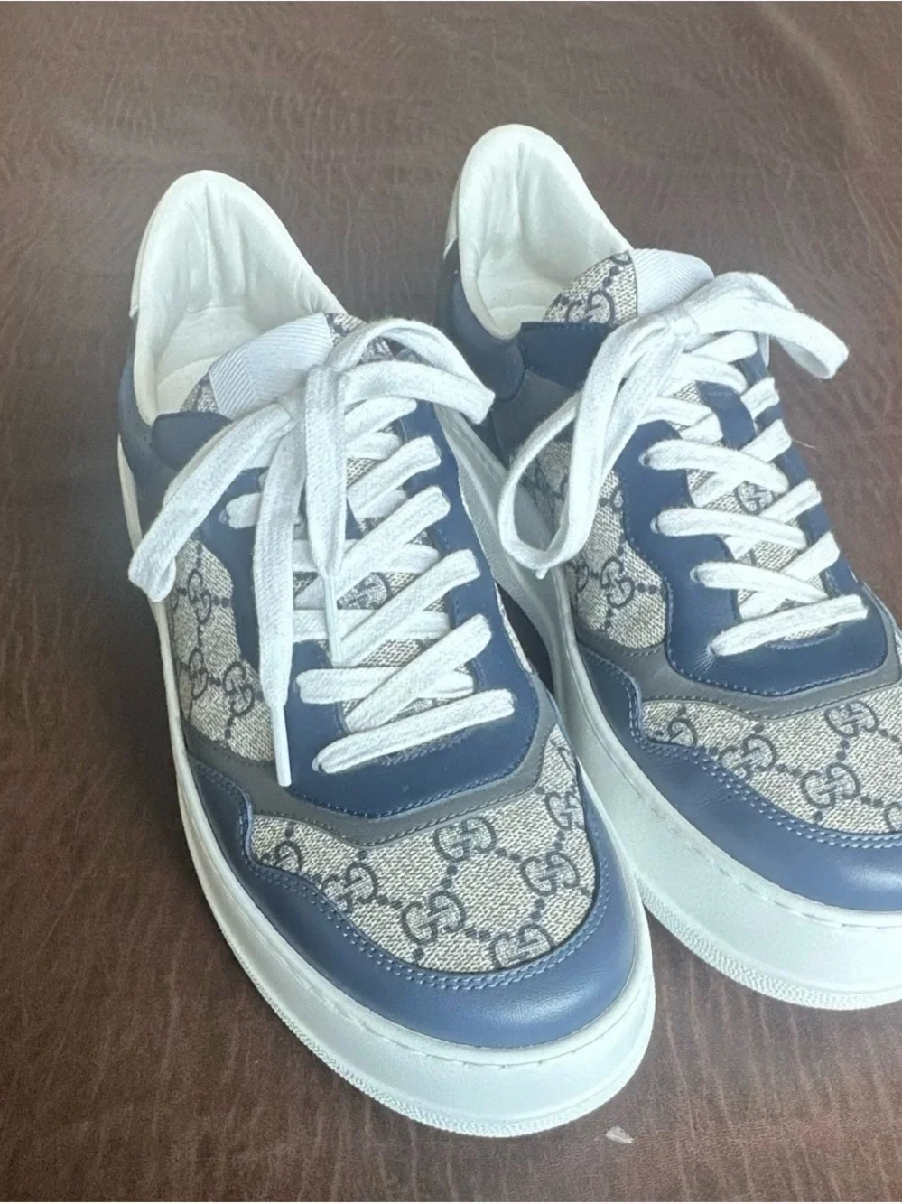 Gucci Blue and Beige GG Canvas Sneakers